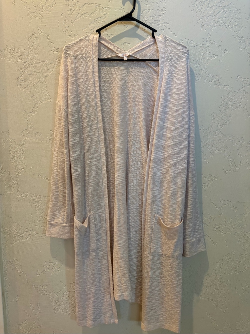 Candie's Light Beige Open Front Long Cardigan